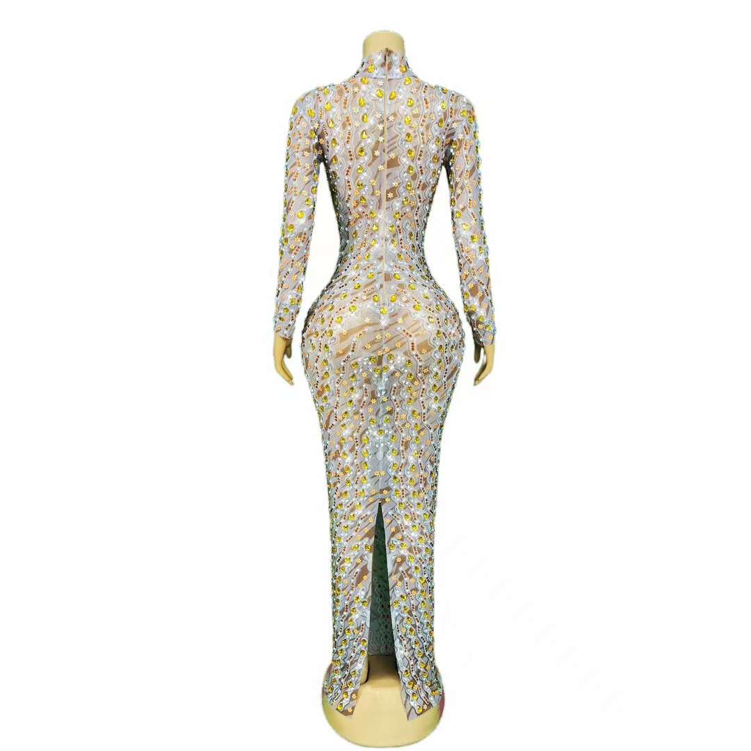 CELESINYI Xuehuawen Crystal Snowflake Bodysuit