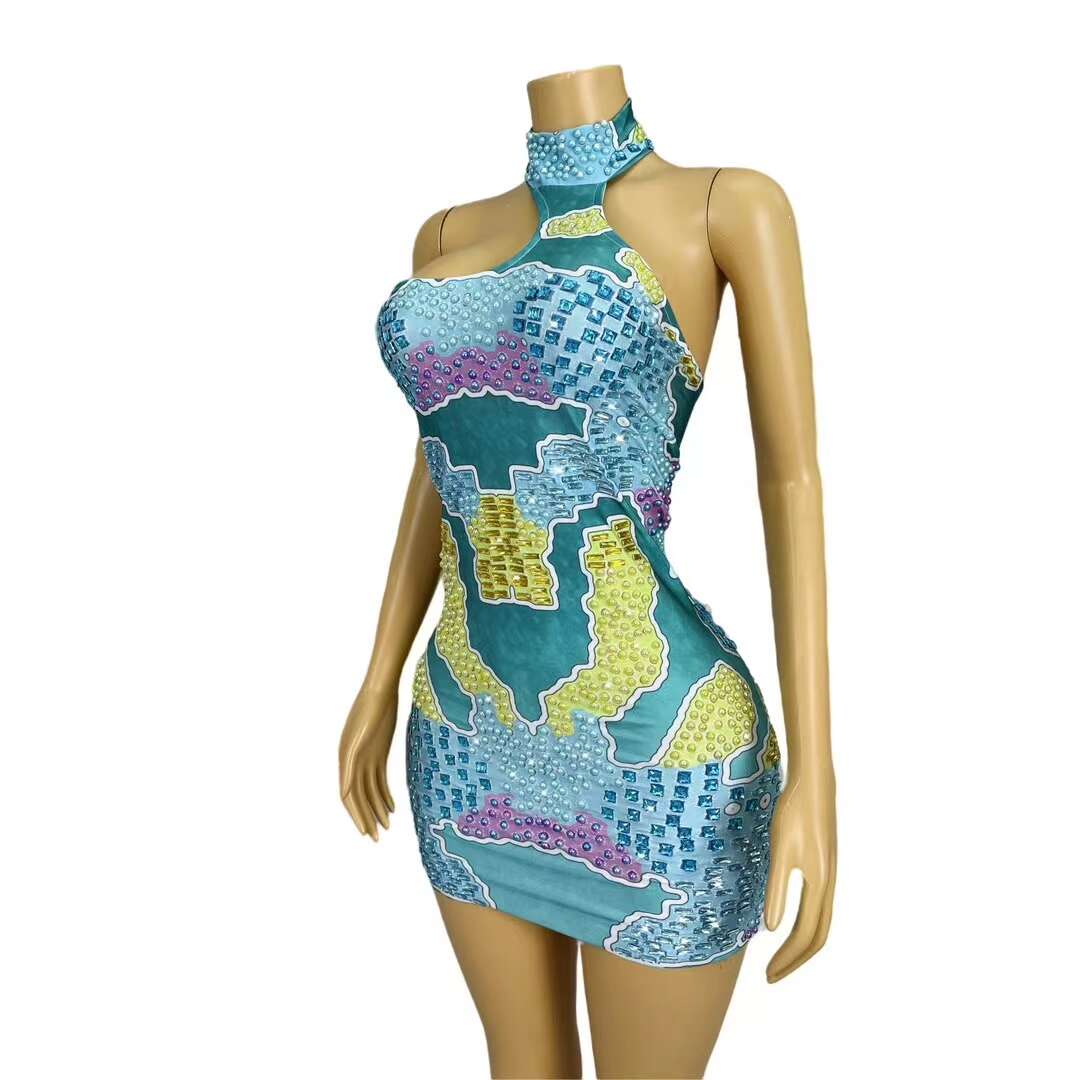 CELESINYI Ditu Crystal Map Mosaic Bodysuit