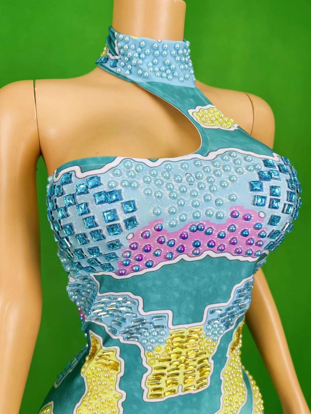 CELESINYI Ditu Crystal Map Mosaic Bodysuit