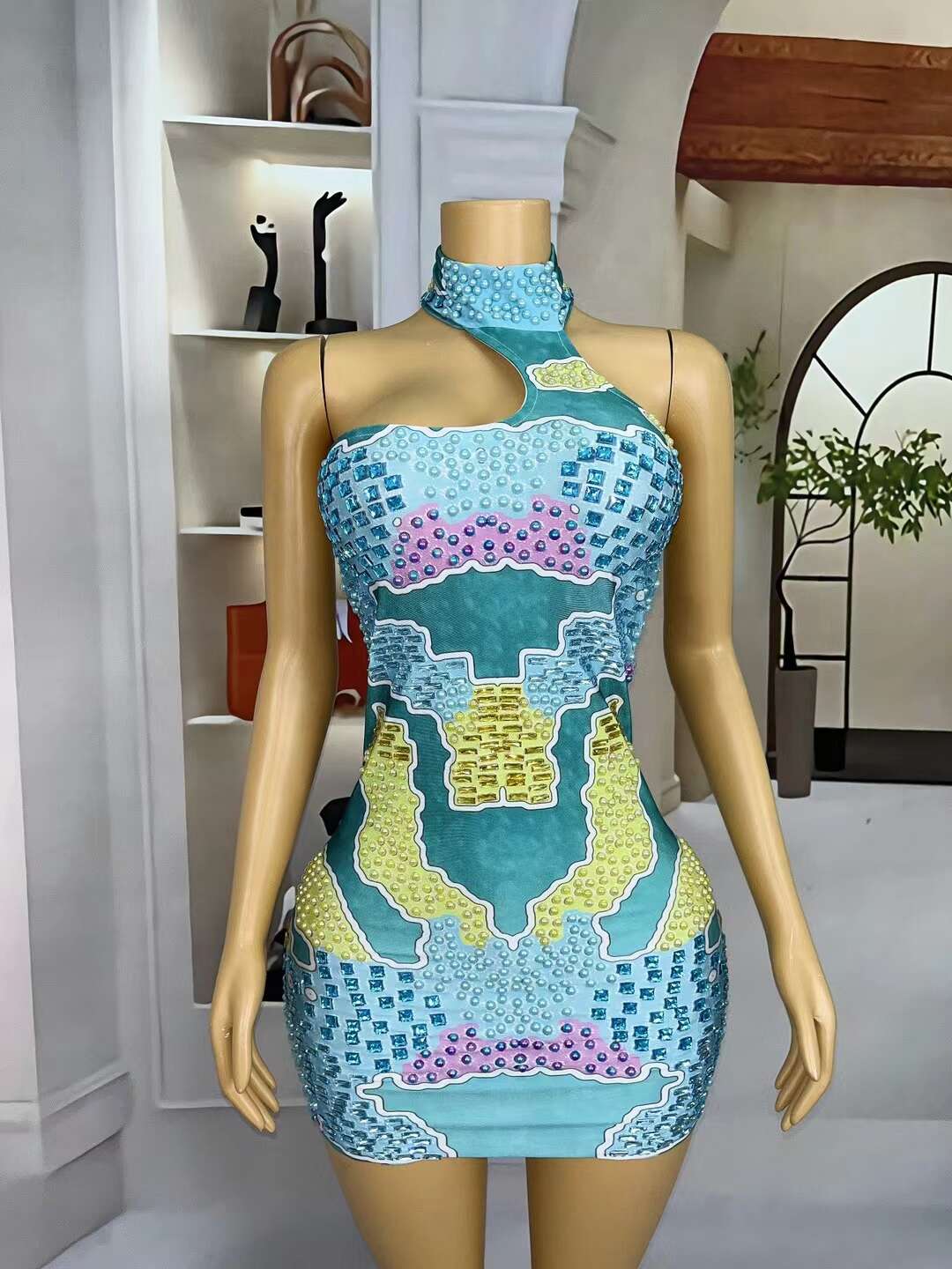 CELESINYI Ditu Crystal Map Mosaic Bodysuit