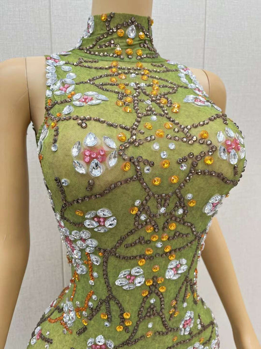 CELESINYI Chunhuaqiushi Crystal Bronze Vine Gown