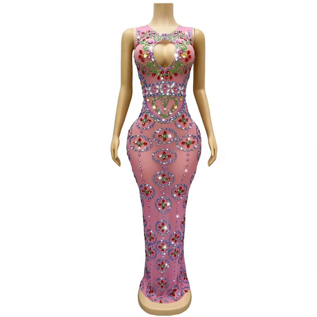 CELESINYI Hualun Crystal Floral Medallion Gown
