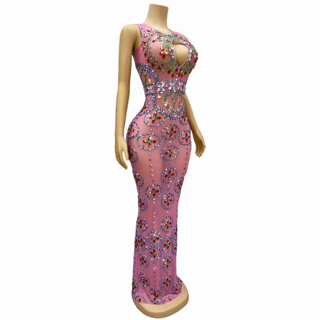 CELESINYI Hualun Crystal Floral Medallion Gown