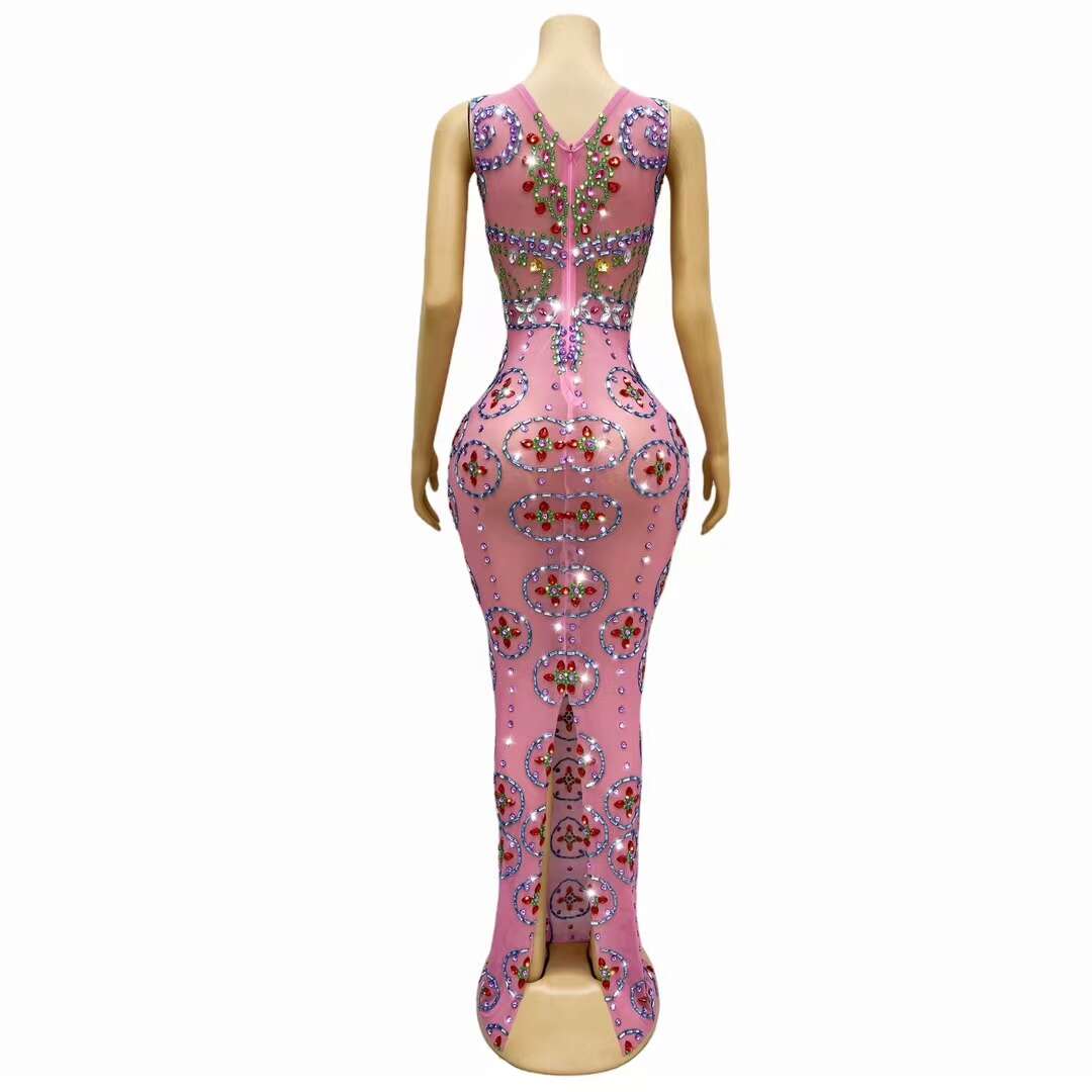 CELESINYI Hualun Crystal Floral Medallion Gown
