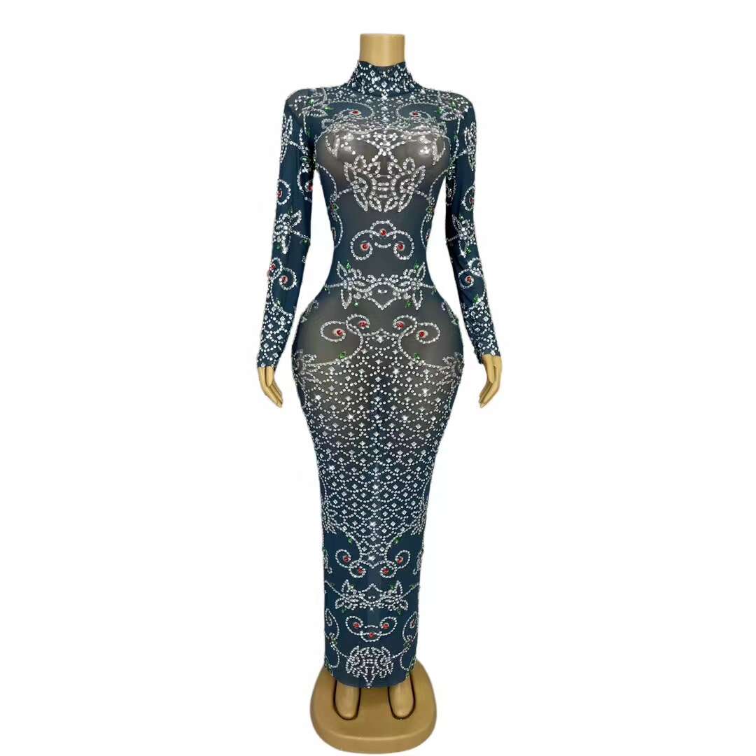 CELESINYI Hualian Crystal Deep Teal Gown