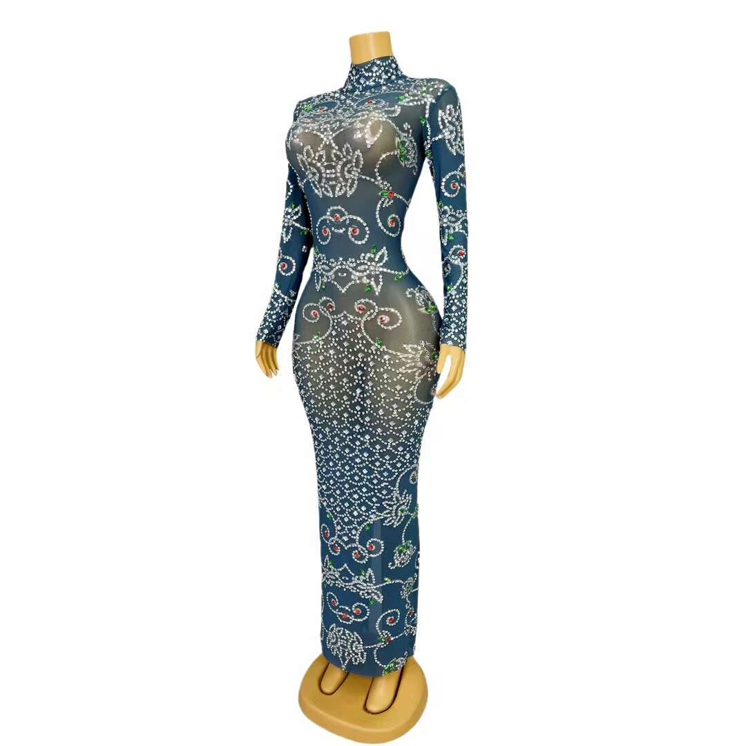 CELESINYI Hualian Crystal Deep Teal Gown