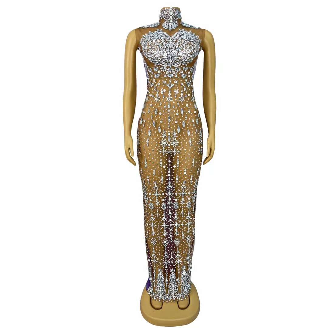 CELESINYI Hanxu Crystal Purple Illusion Gown
