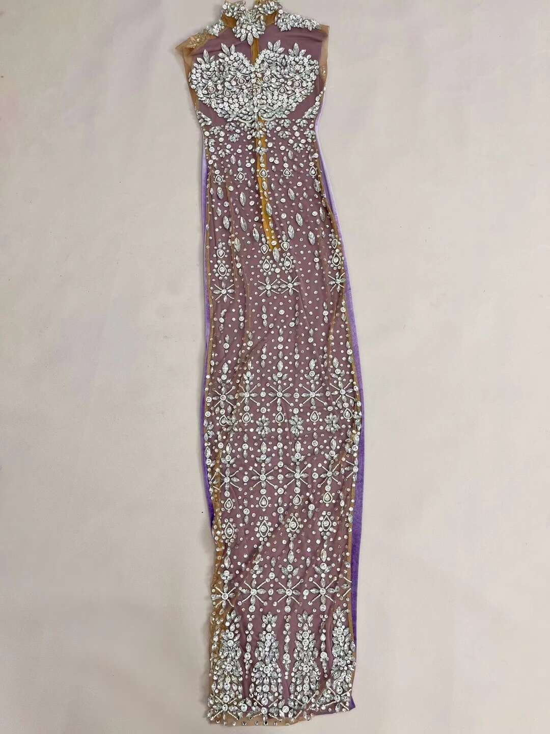 CELESINYI Hanxu Crystal Purple Illusion Gown