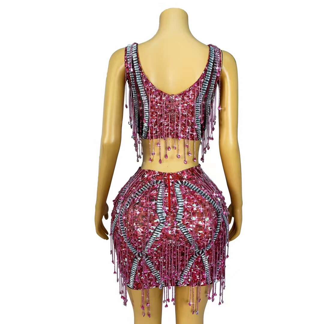 CELESINYI Caodi Crystal Purple Fringe Set