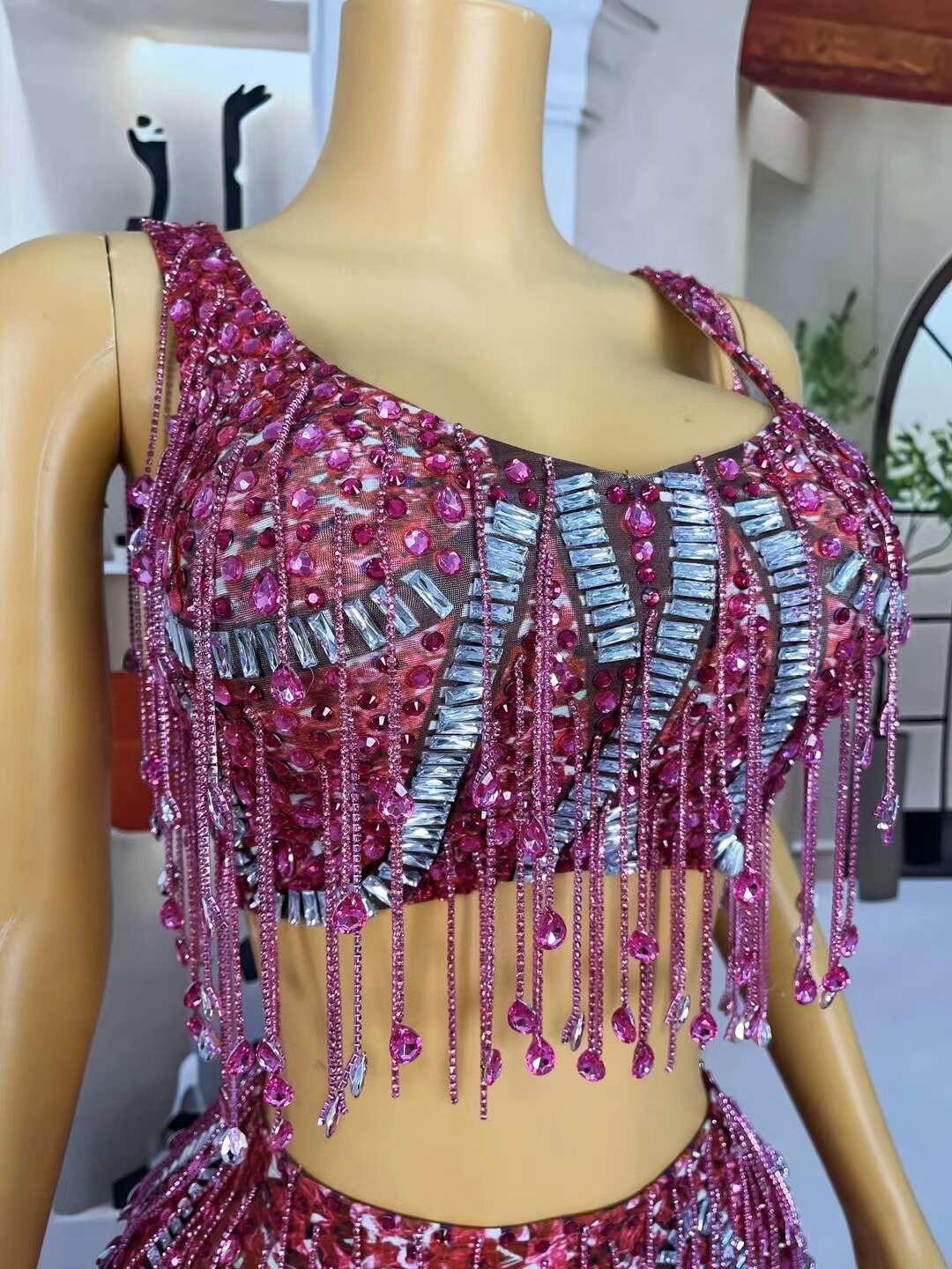 CELESINYI Caodi Crystal Purple Fringe Set