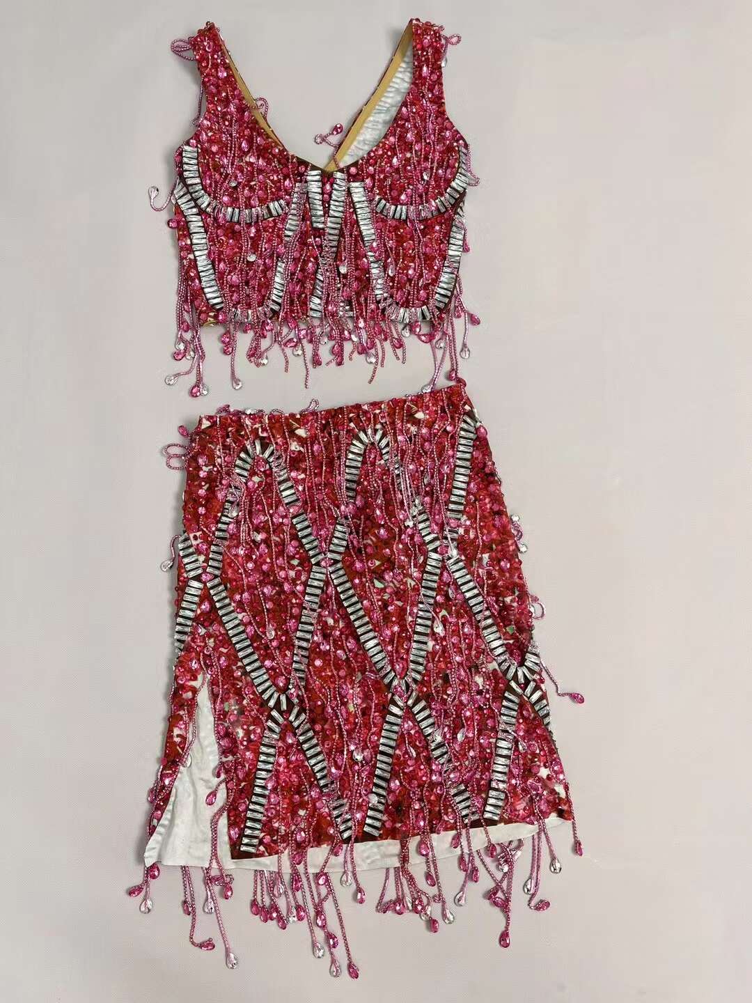 CELESINYI Caodi Crystal Purple Fringe Set