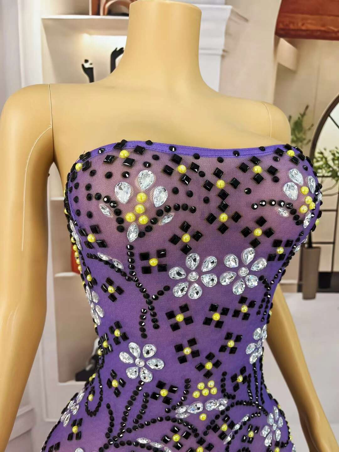 CELESINYI Heiyuhua Crystal Purple Studded Gown