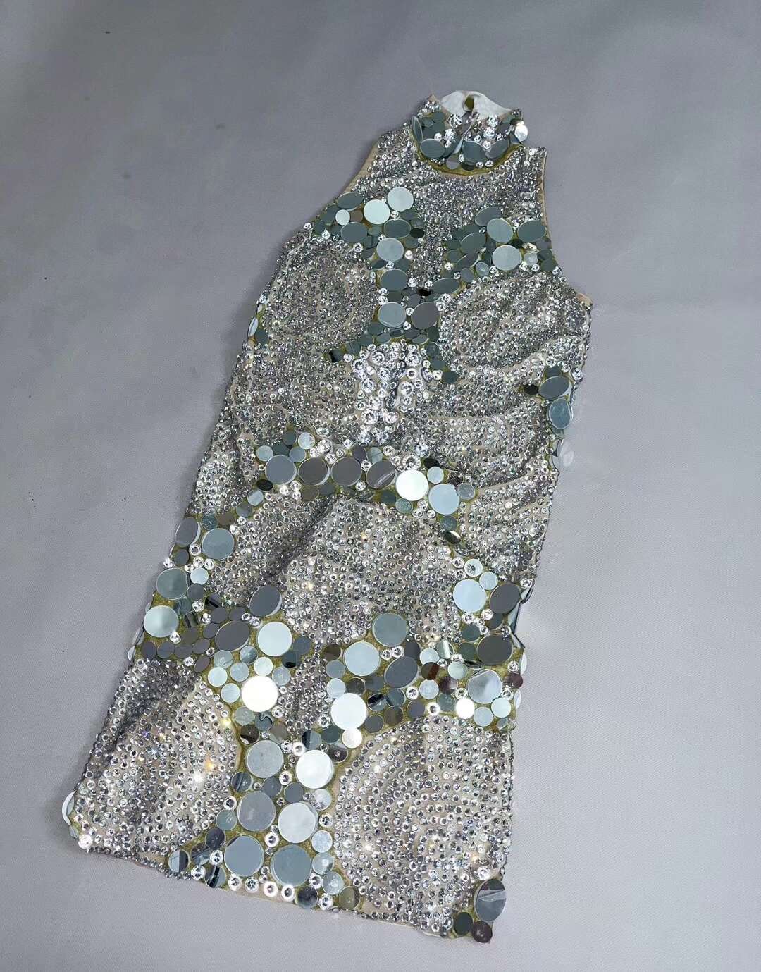 CELESINYI Bodian Crystal Mirror Dot Bodysuit
