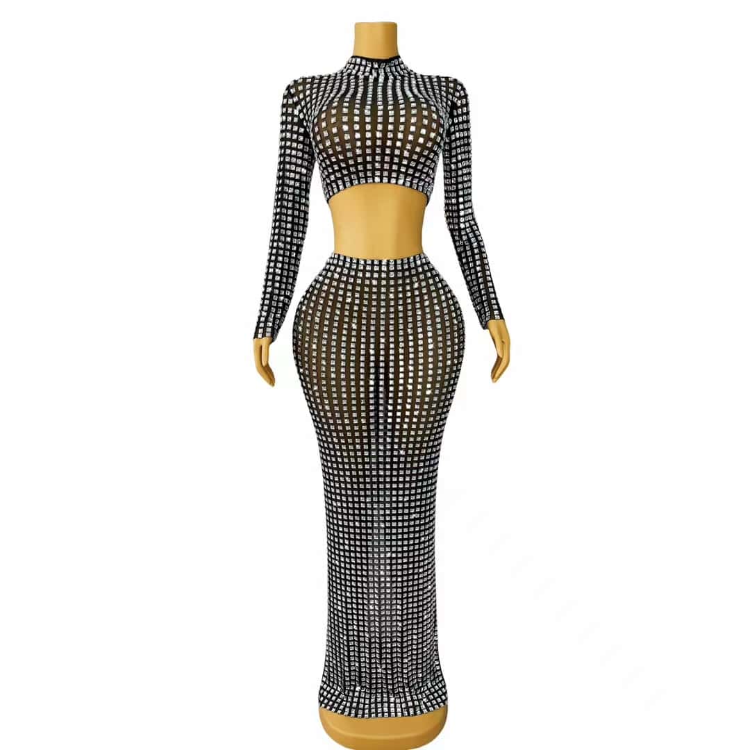 CELESINYI Fangxingtianxia Crystal Square Top Skirt Set