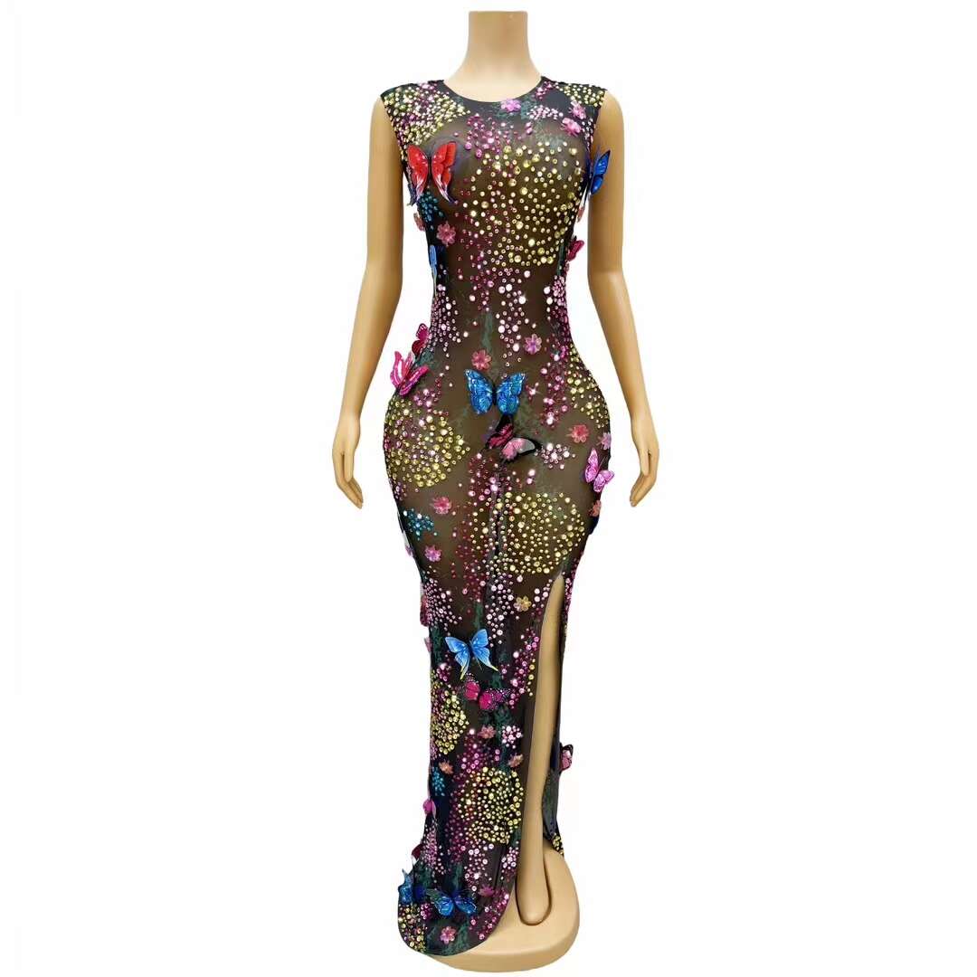 CELESINYI Zhuidie Crystal Butterfly Gown