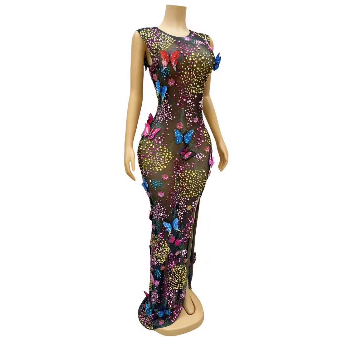 CELESINYI Zhuidie Crystal Butterfly Gown
