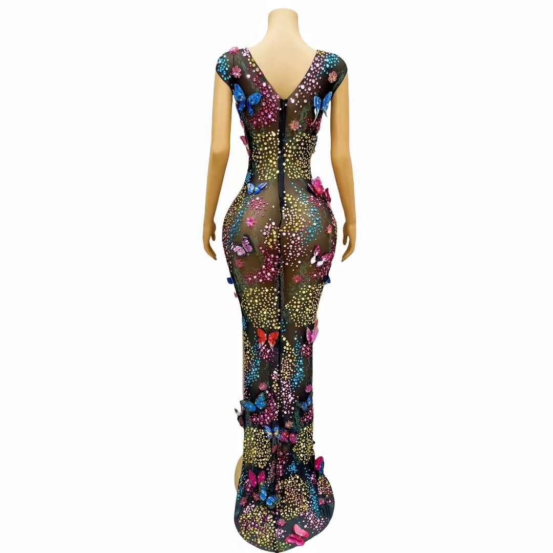 CELESINYI Zhuidie Crystal Butterfly Gown