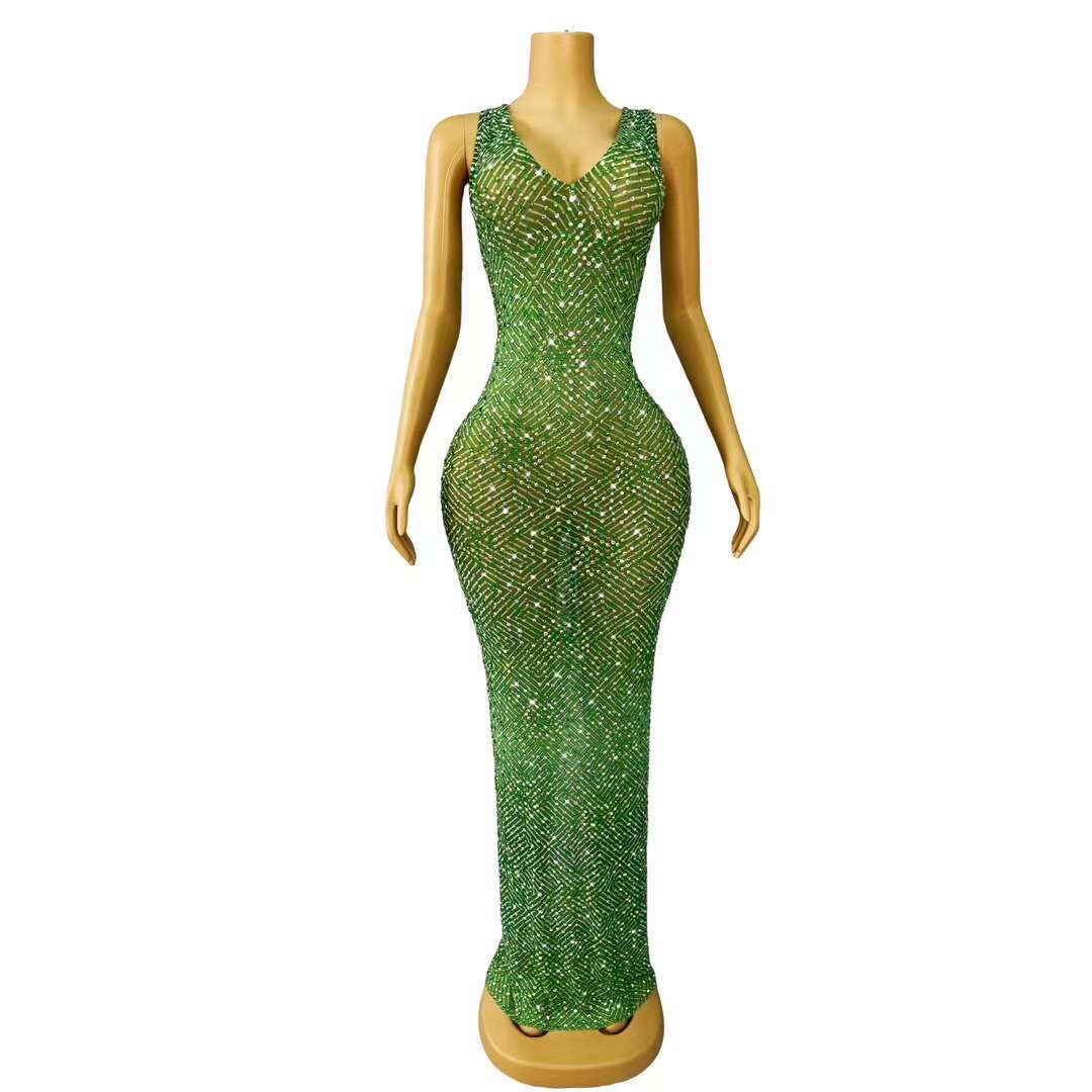 CELESINYI Heshibi Crystal Green Jade Gown