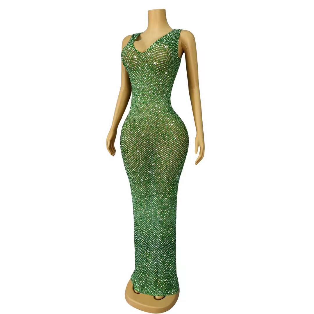 CELESINYI Heshibi Crystal Green Jade Gown