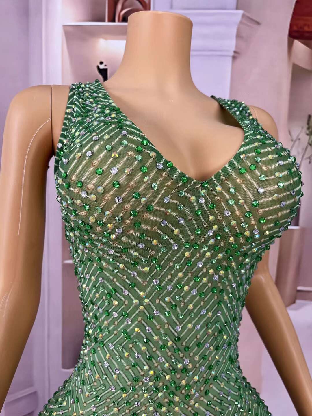 CELESINYI Heshibi Crystal Green Jade Gown