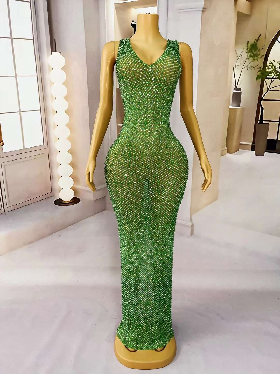 CELESINYI Heshibi Crystal Green Jade Gown