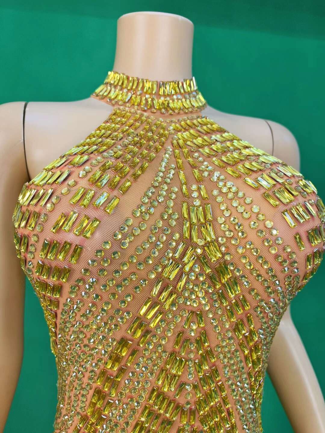 CELESINYI Sixian Crystal Orange Silk Mini Dress