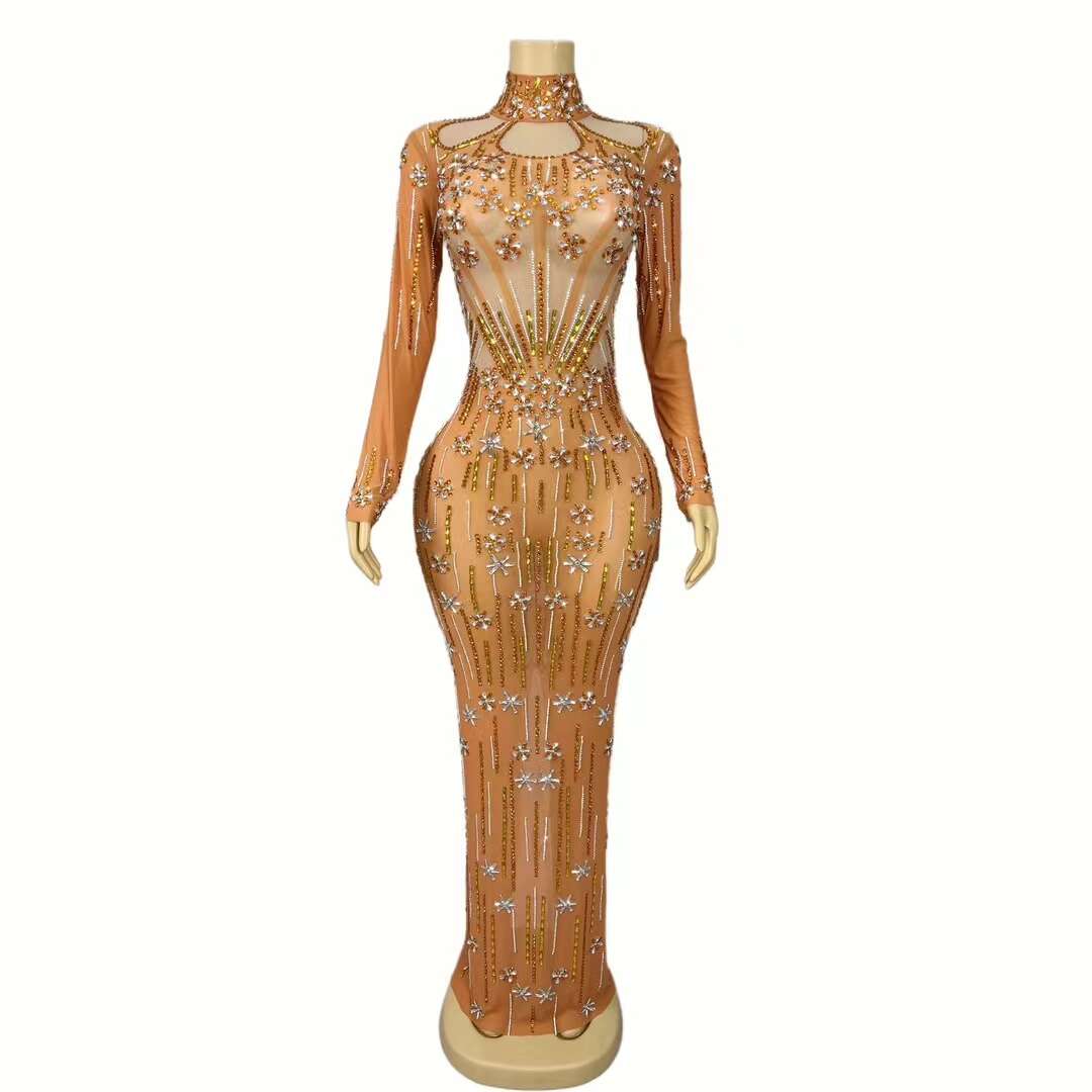 CELESINYI Cheng Crystal Peach Gown