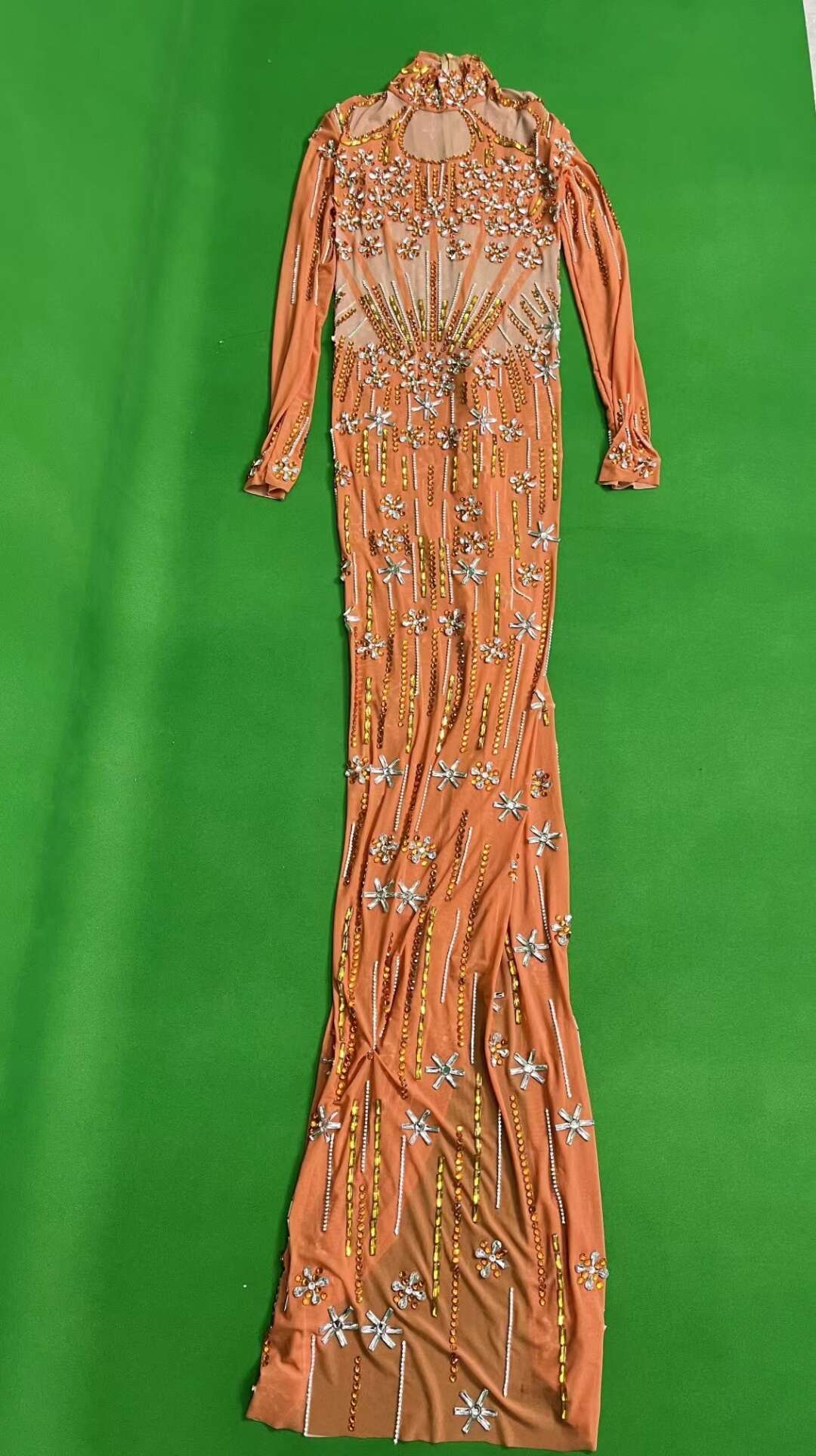 CELESINYI Cheng Crystal Peach Gown