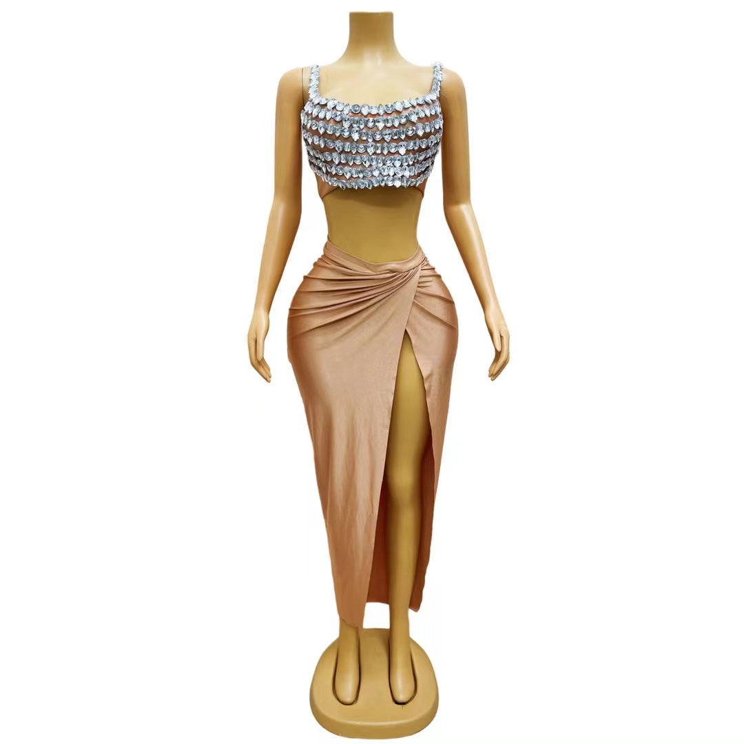CELESINYI Beixin Crystal Skin Vest Gown Set