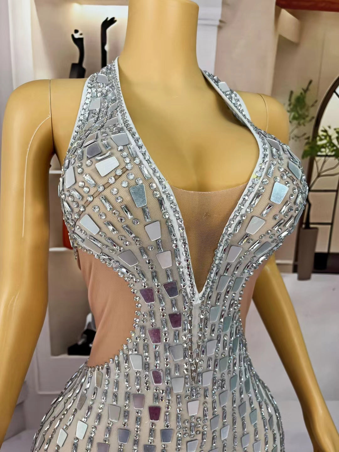 CELESINYI Shanguang Crystal Mirror Bodysuit