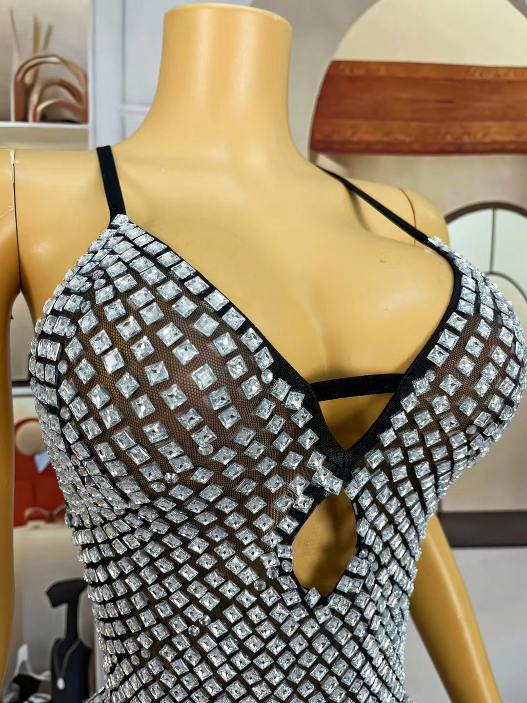 CELESINYI Fengwomei Crystal Honeycomb Bodysuit