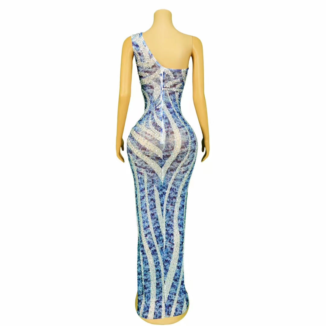 CELESINYI Lanjingkuang Crystal Marble Gown