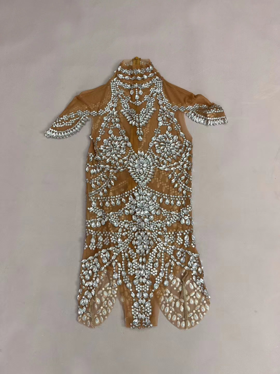 CELESINYI Wuniang Crystal Choker Bodysuit