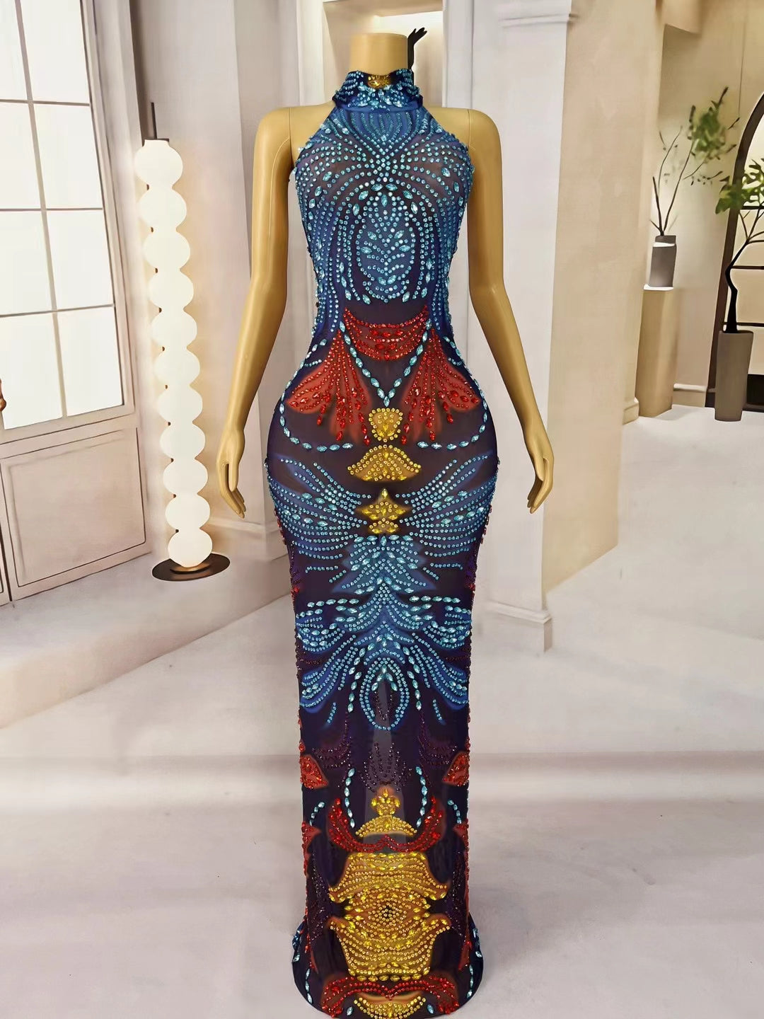CELESINYI Sanchaji Crystal Trident Bodysuit