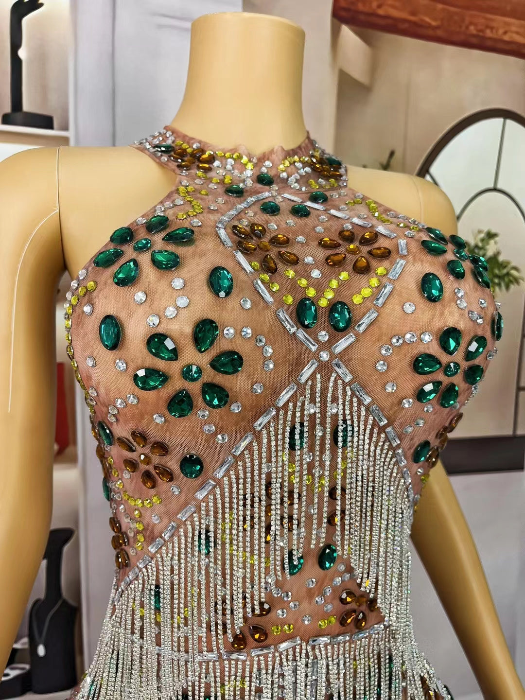 CELESINYI Qingmu Crystal Fringe Bodysuit
