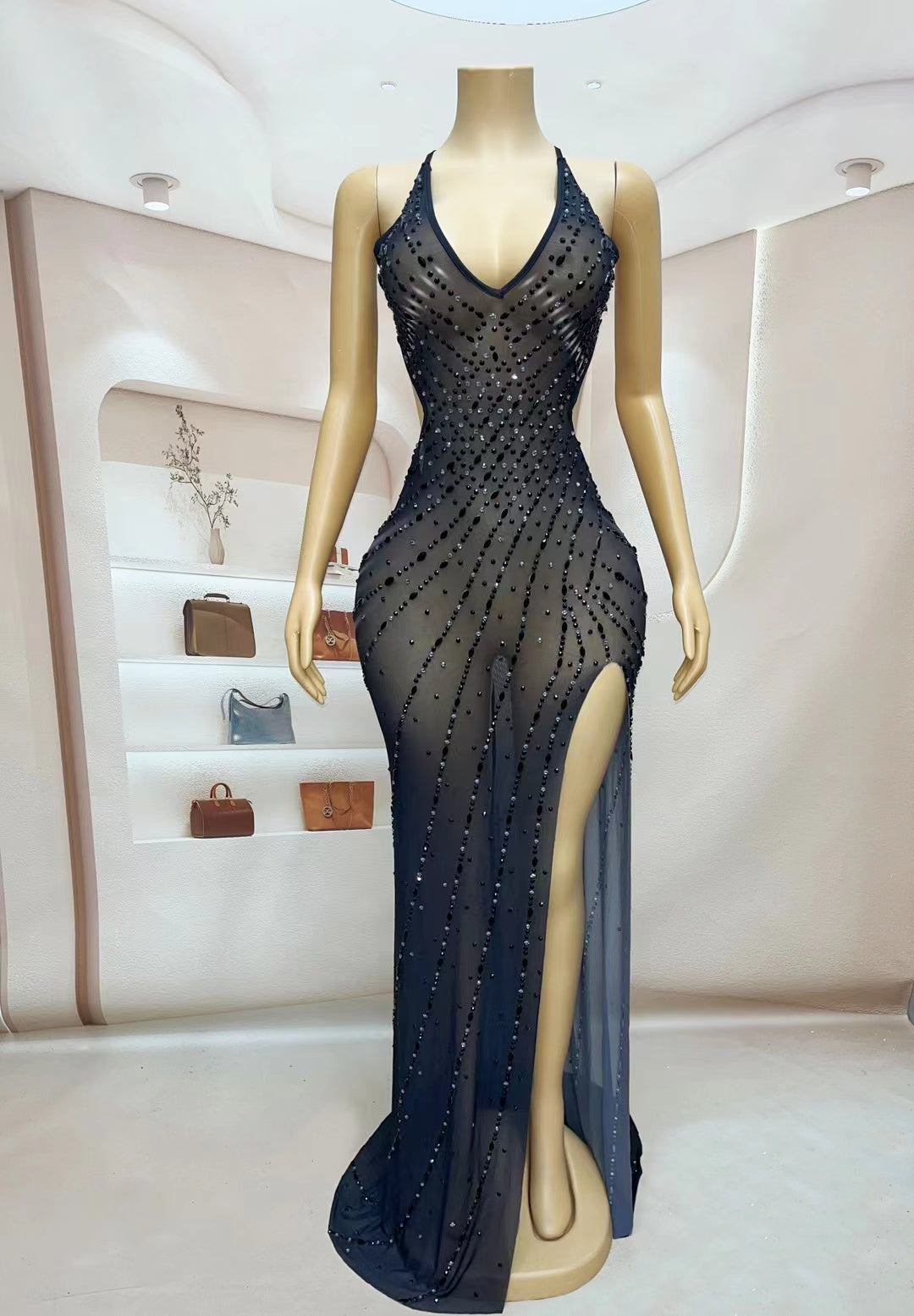 CELESINYI Papagan Crystal Vine Gown