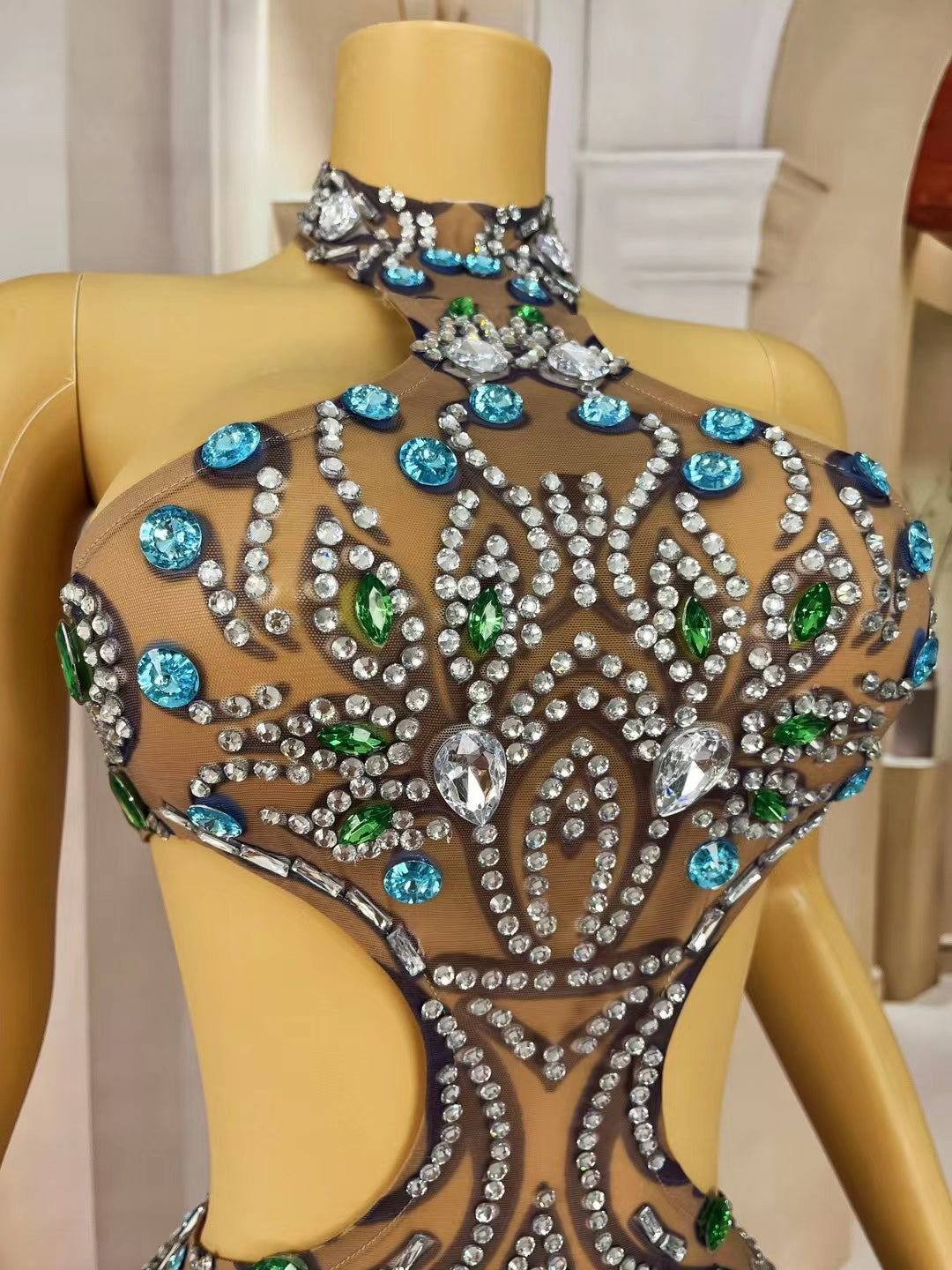 CELESINYI Lanlianye Crystal Lotus Bodysuit