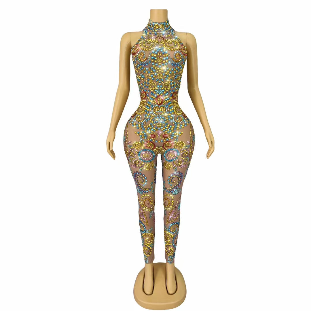 CELESINYI Qingwufeihua Crystal Colorful Bodysuit