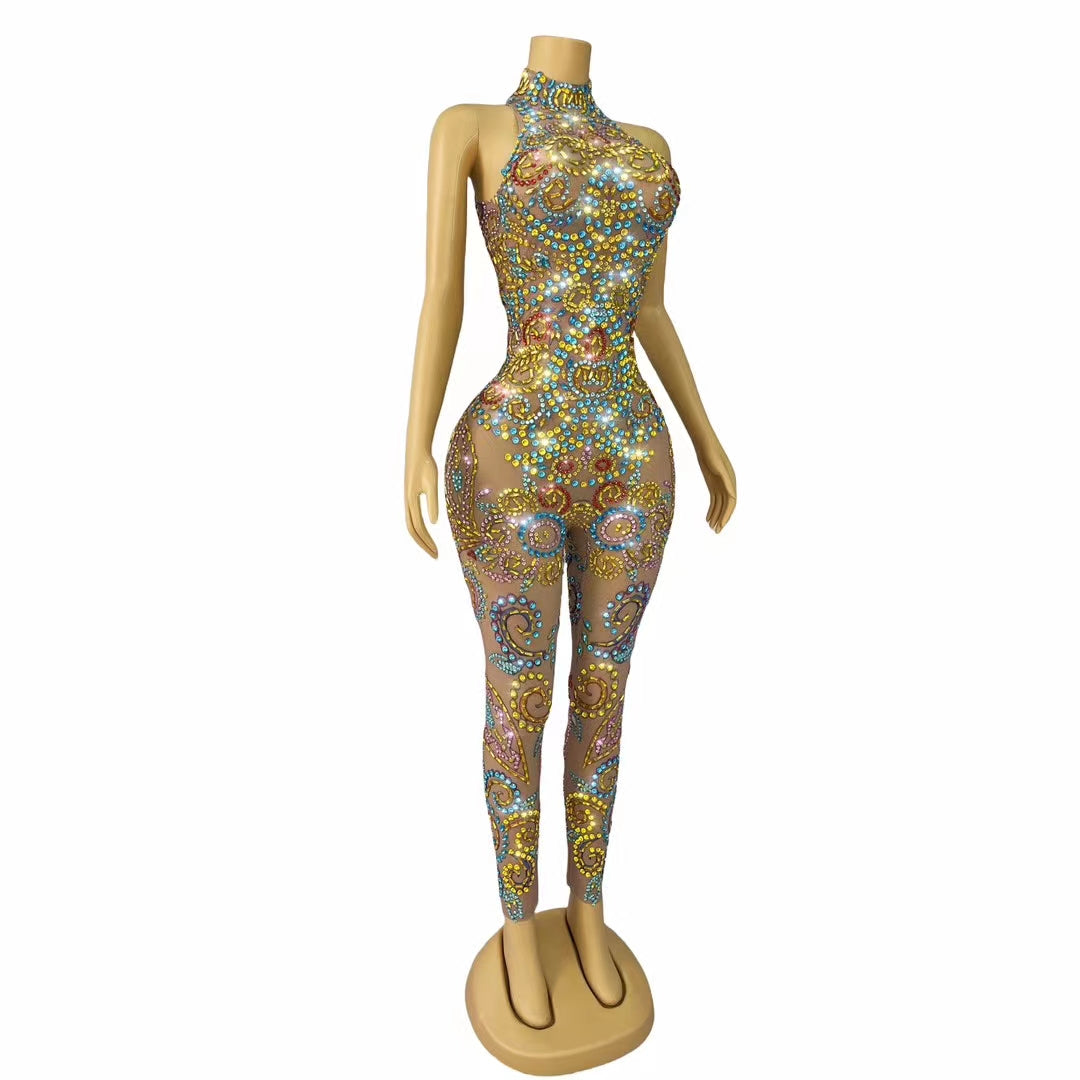 CELESINYI Qingwufeihua Crystal Colorful Bodysuit