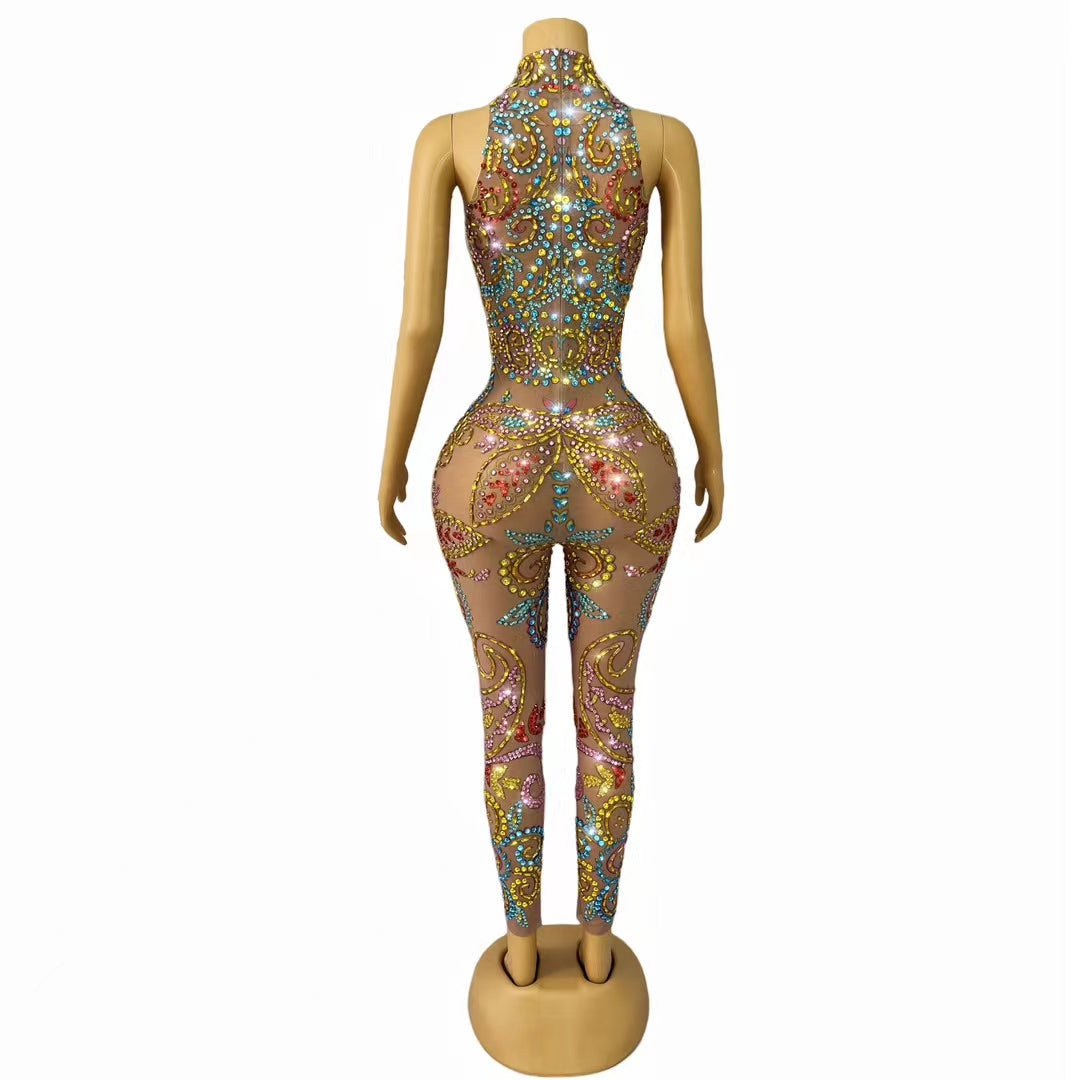 CELESINYI Qingwufeihua Crystal Colorful Bodysuit