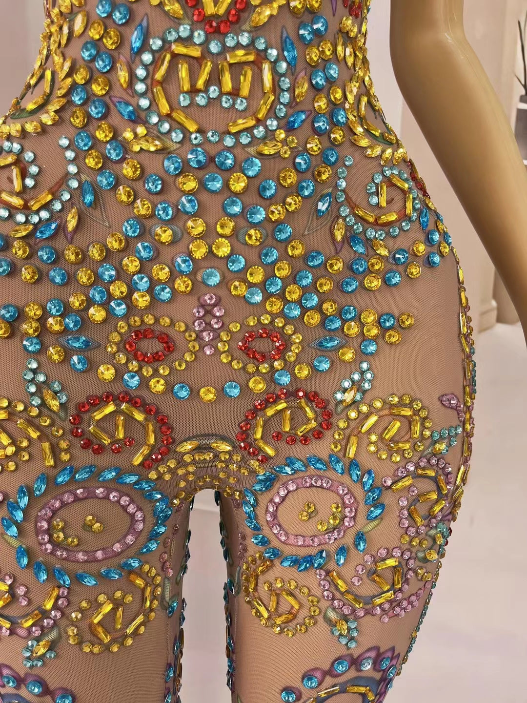 CELESINYI Qingwufeihua Crystal Colorful Bodysuit