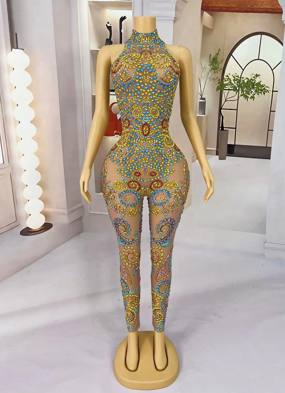 CELESINYI Qingwufeihua Crystal Colorful Bodysuit