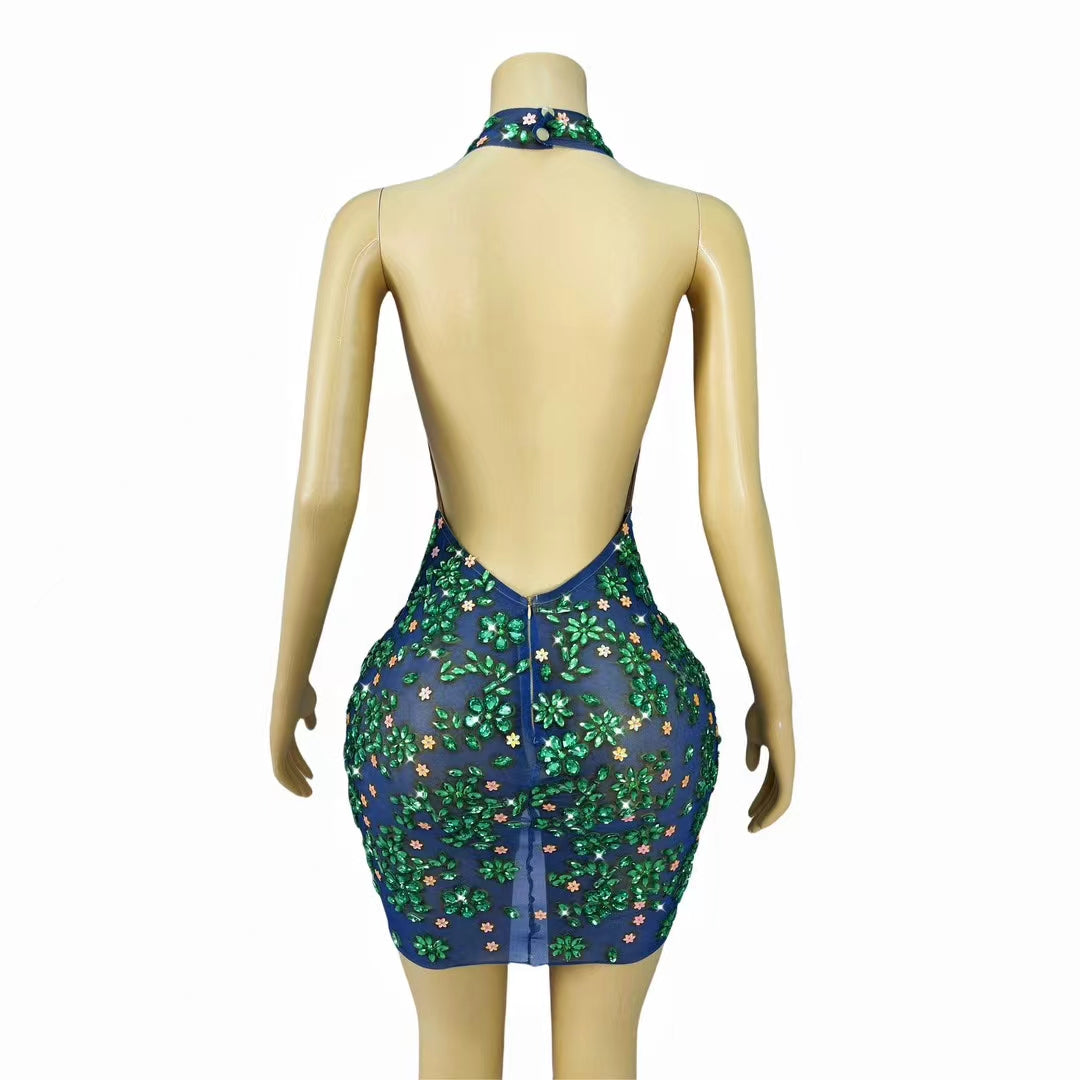 CELESINYI Qingchahua Crystal Emerald Gown