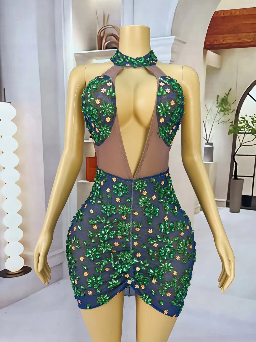 CELESINYI Qingchahua Crystal Emerald Gown