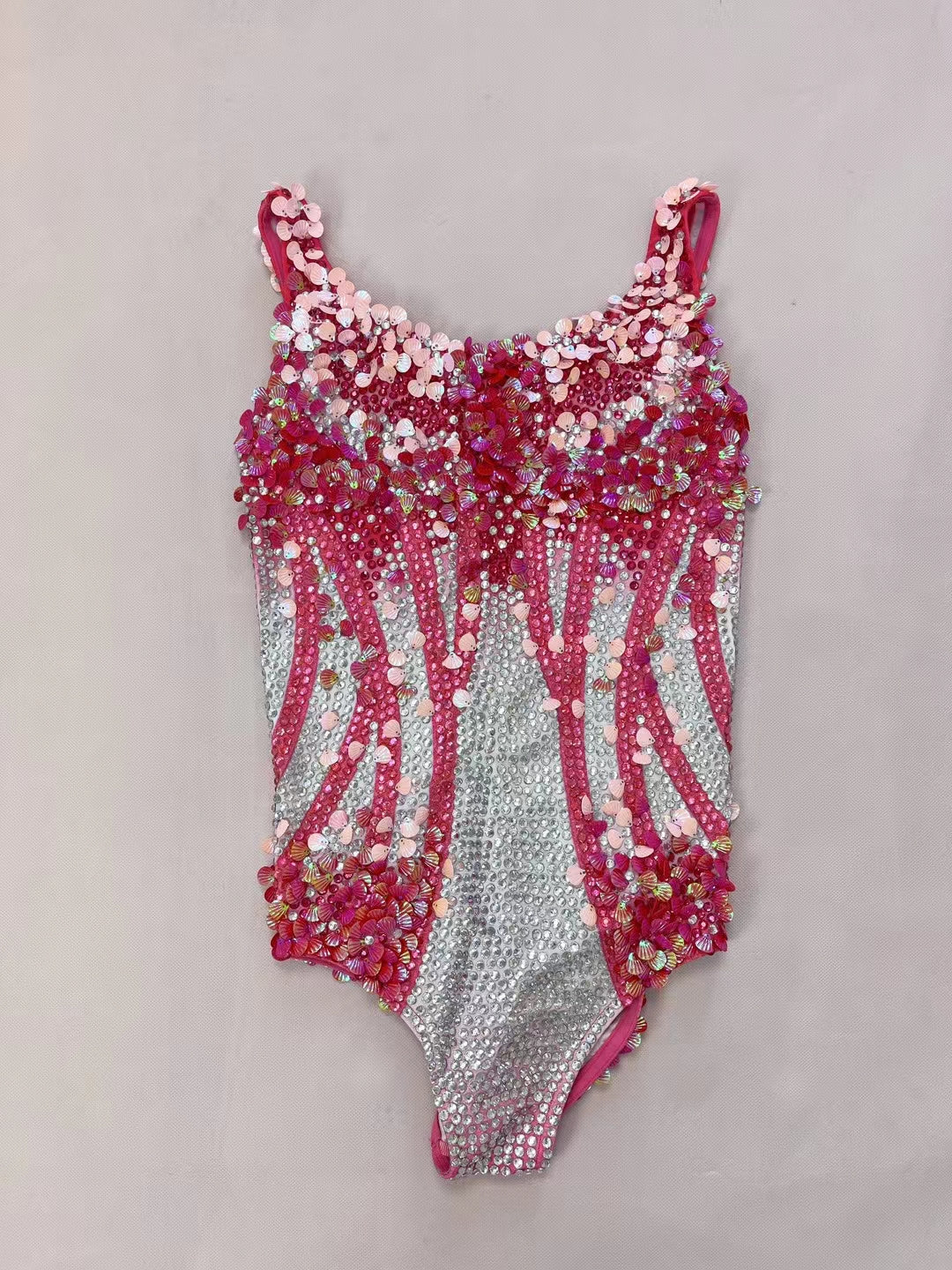 CELESINYI Lanmeimei Crystal Pink Scallop Bodysuit
