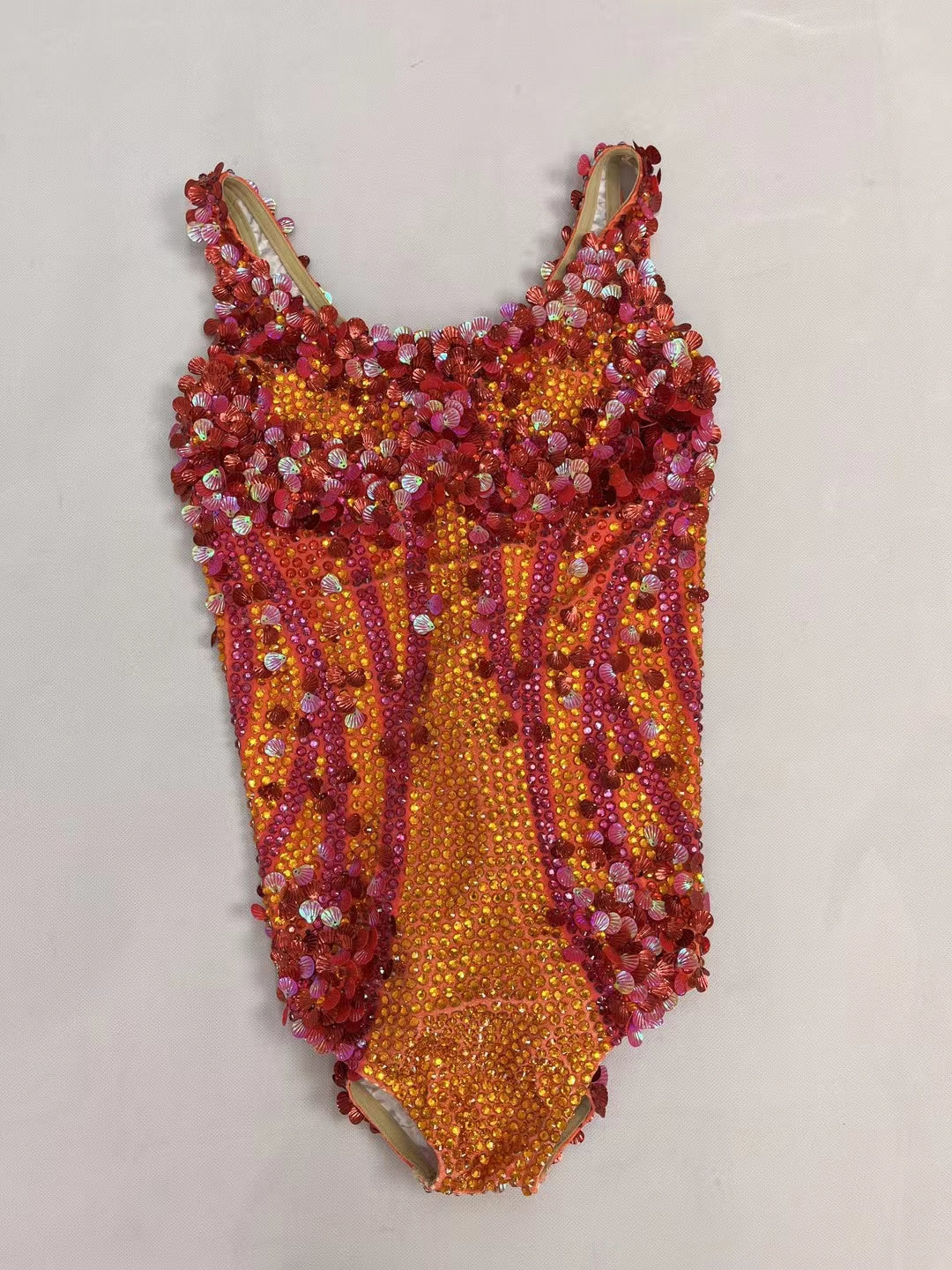 CELESINYI Lanmeimei Crystal Red Scallop Bodysuit