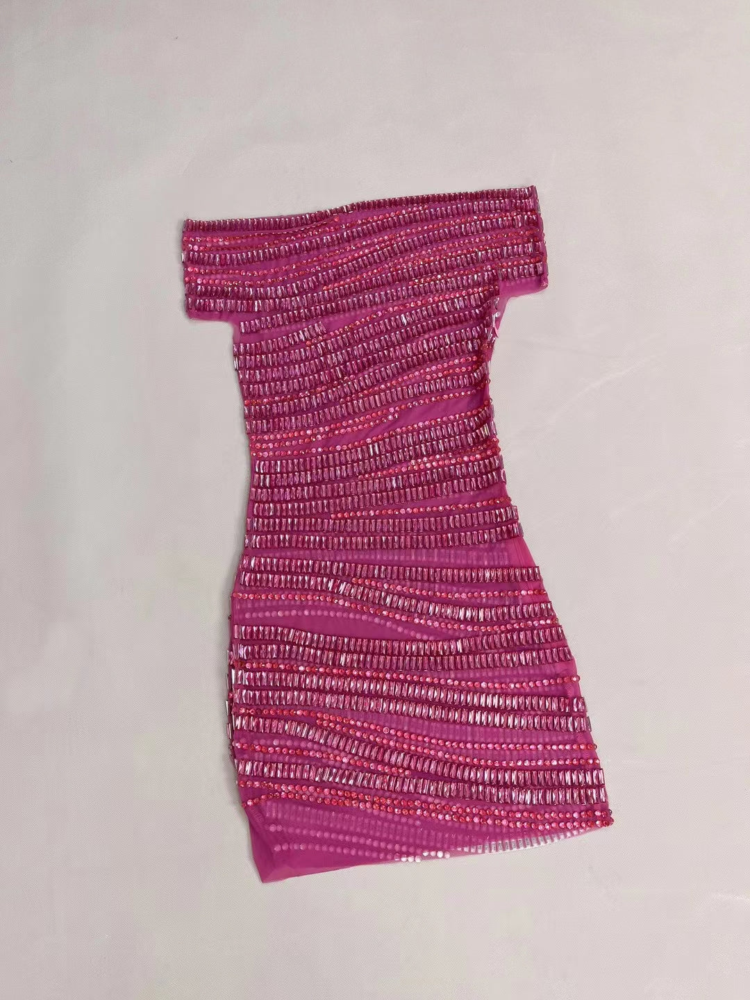 CELESINYI Gangsuo Crystal Rose Mini Dress