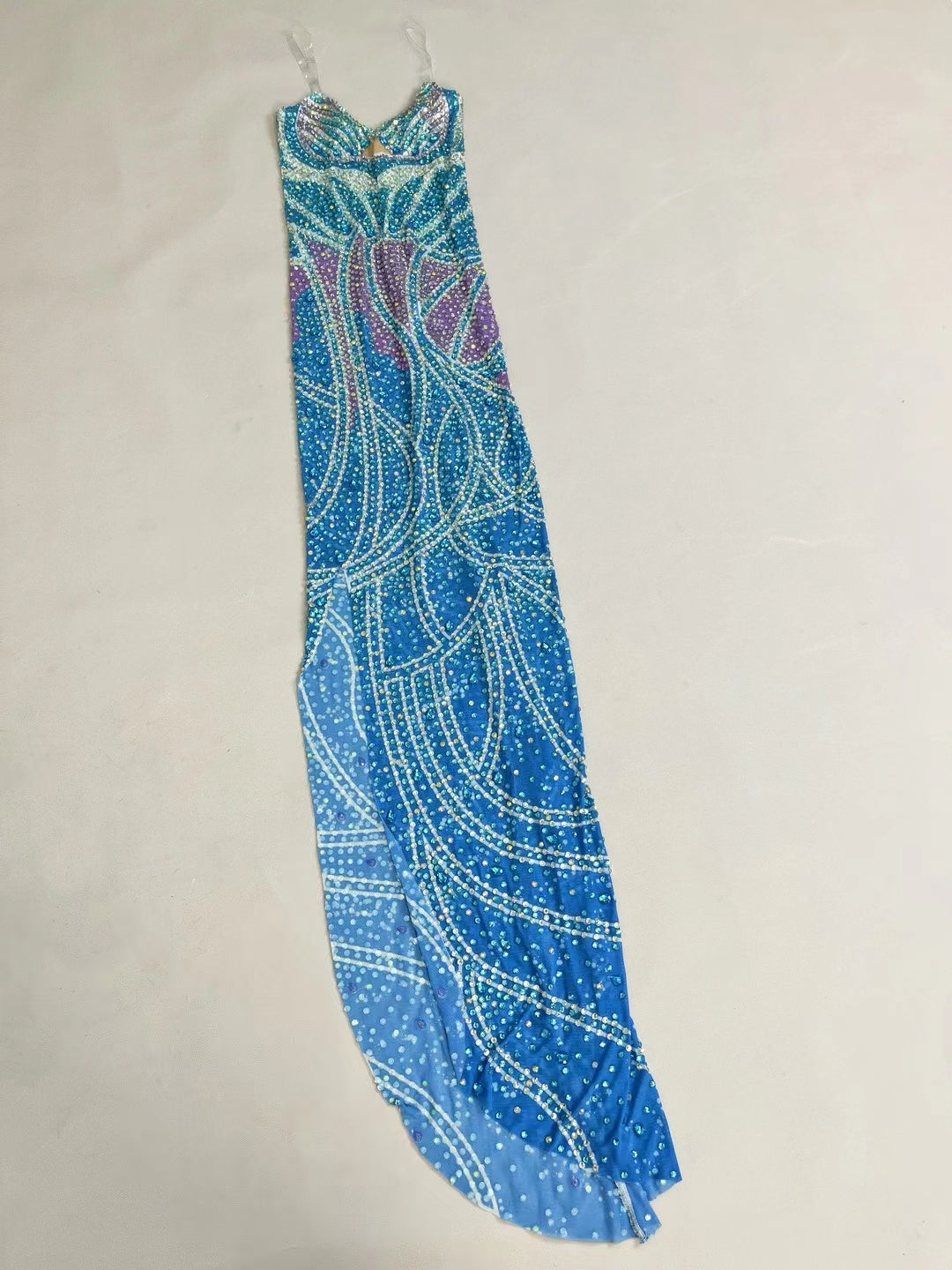 CELESINYI Langyinbeike Crystal Blue Gradient Mermaid Gown