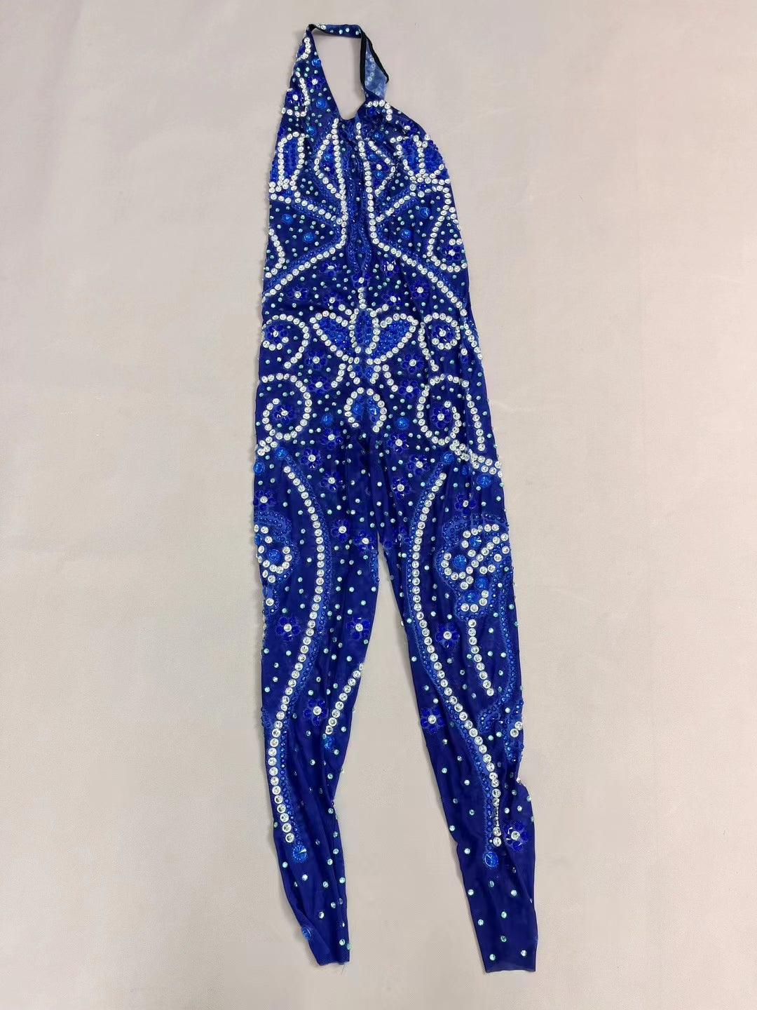 CELESINYI Hualianye Crystal Royal Blue Catsuit