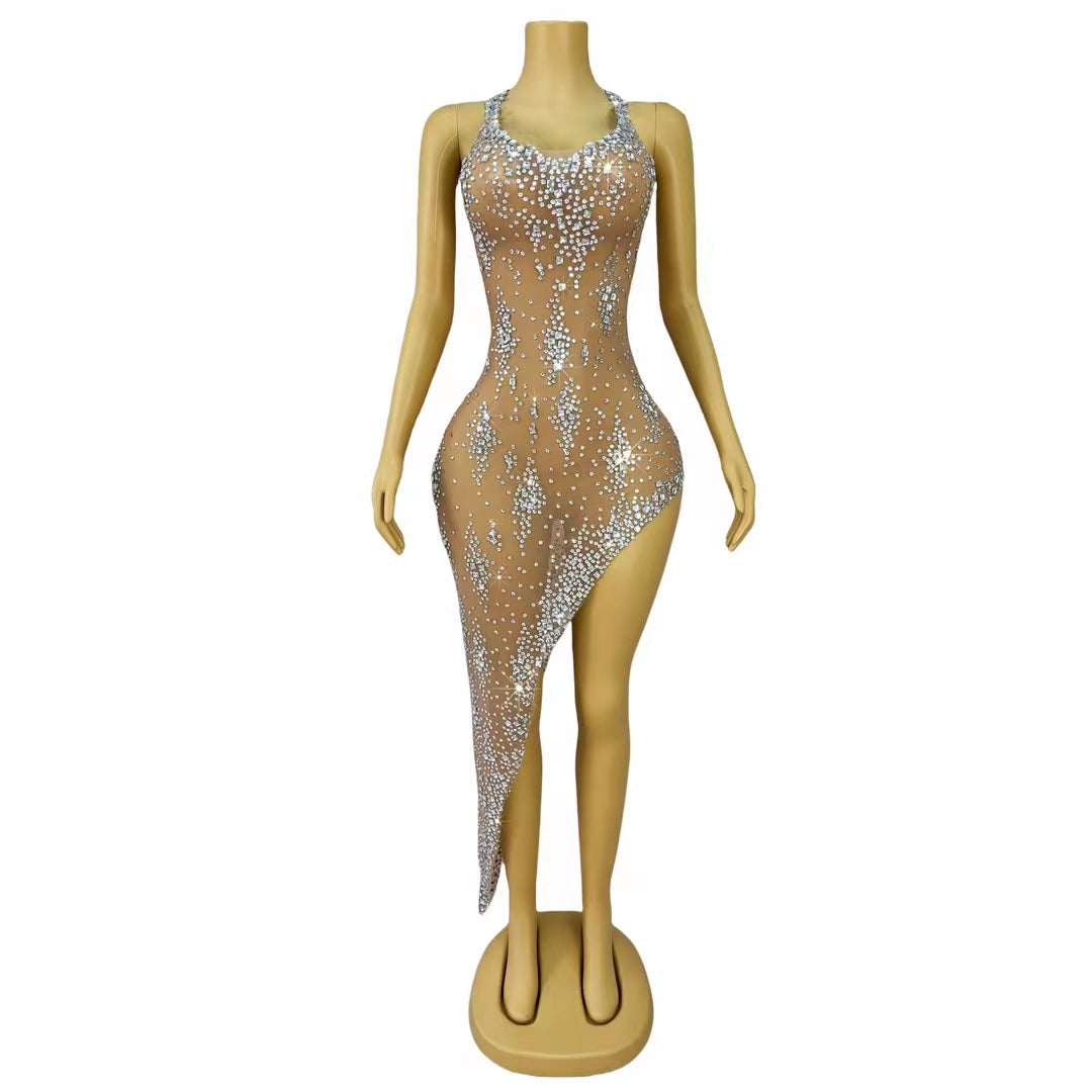 CELESINYI Xinghebulubei Crystal Full Stone Halter Jumpsuit